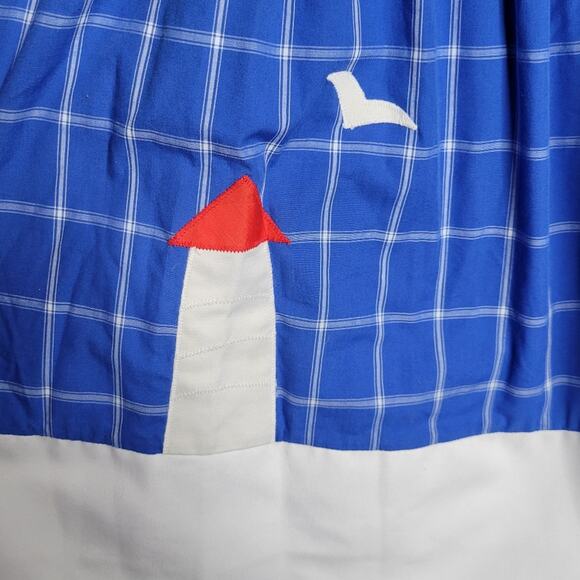 Vintage Jayne Copeland Lighthouse Bird Applique Plaid Sundress, size 8 - Picture 2 of 4